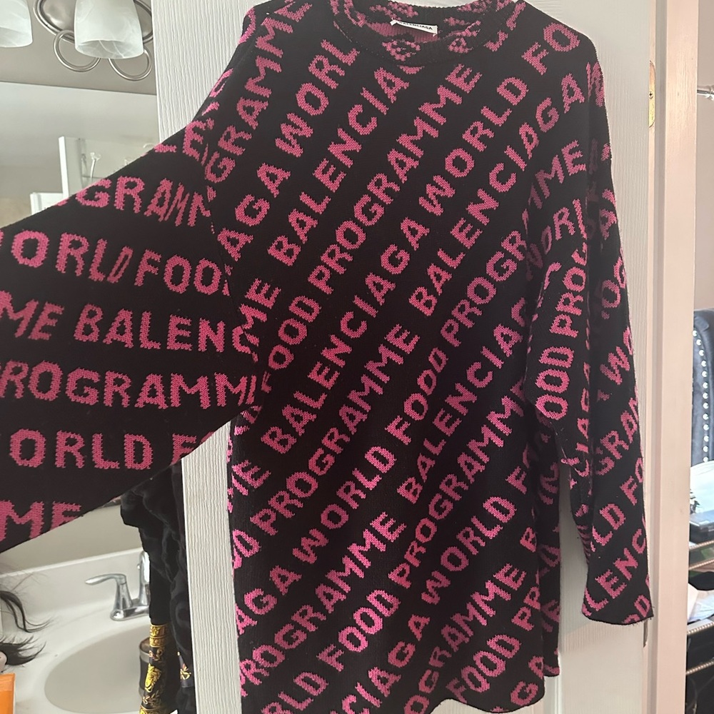 Balenciaga Pink and Black Knit Sweater
